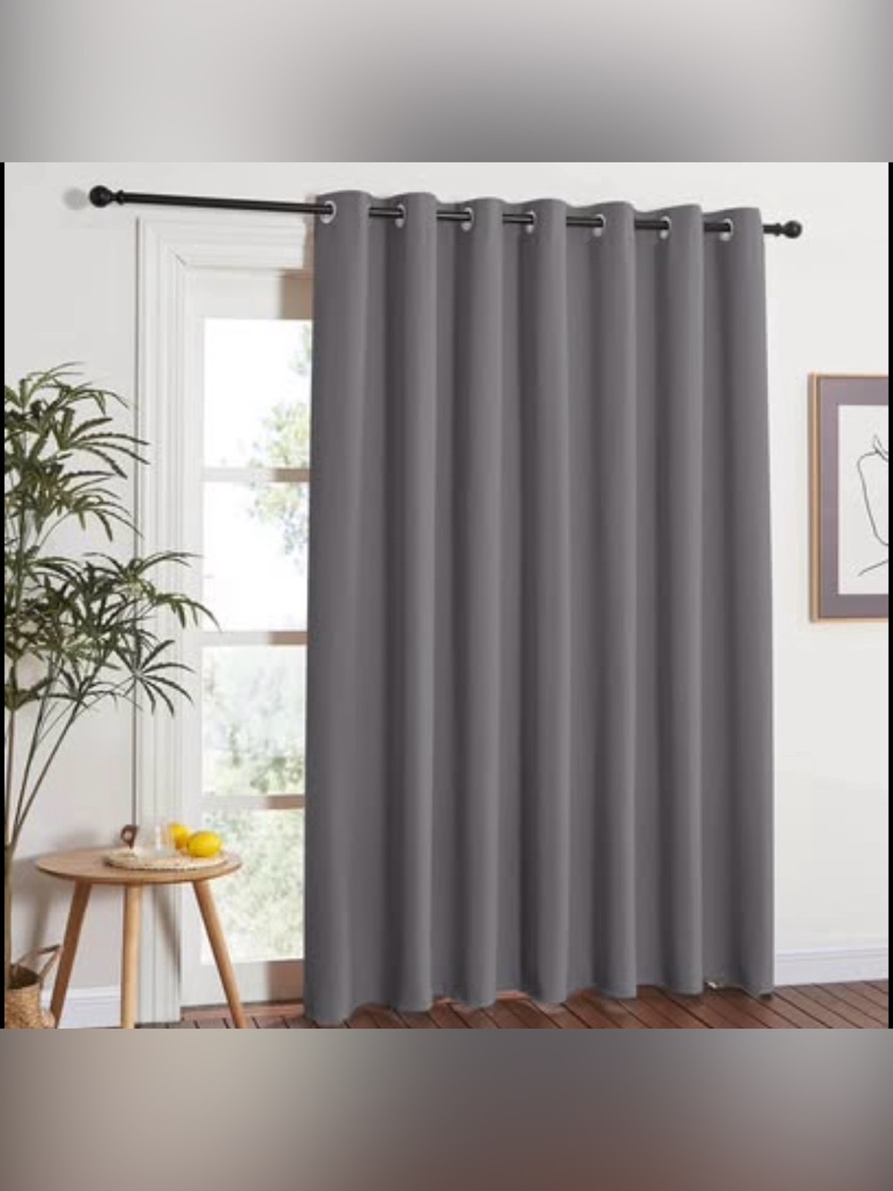 NICETOWN Gray Blackout Curtain 100”W x 84” L (1 Panel) Patio Sliding Door Size